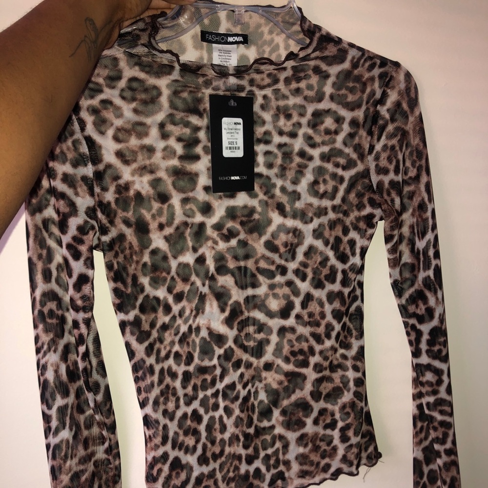 Leopard Print Sheer Crop Top